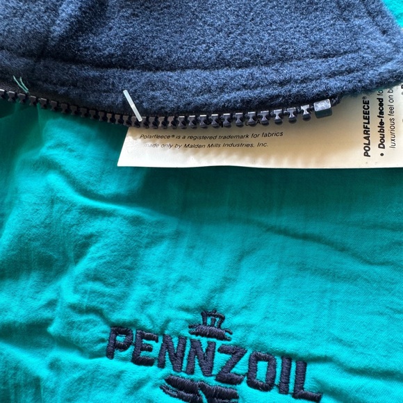 RARE Pennzoil Teal Polar Fleese Bomber Jacket with Navy Accents. Men’s XL - Picture 3 of 11